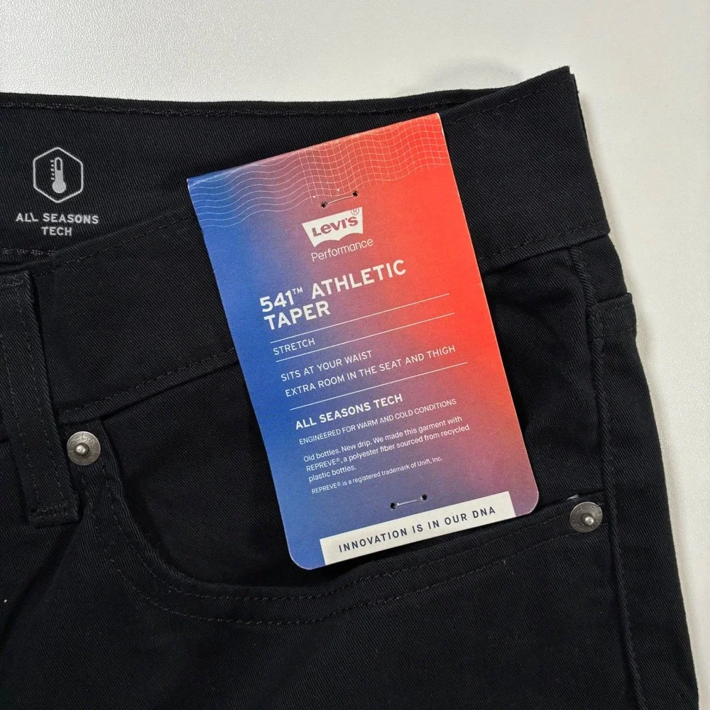 NEW Levis 541 Athletic Taper Jeans 35x32 Black All Seasons Tech Stretch USA